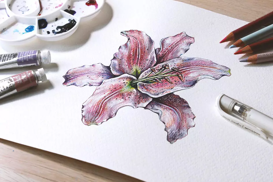 How to create watercolor flowers - Lettering Daily