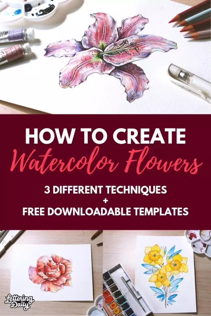 How to create watercolor flowers - Lettering Daily