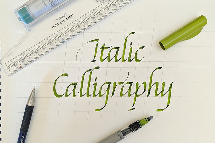 Italic Alphabet Practice Sheet For Calligraphy Beginner Italic