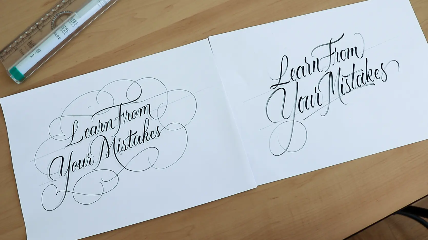 With and without sketching - brush lettering tips