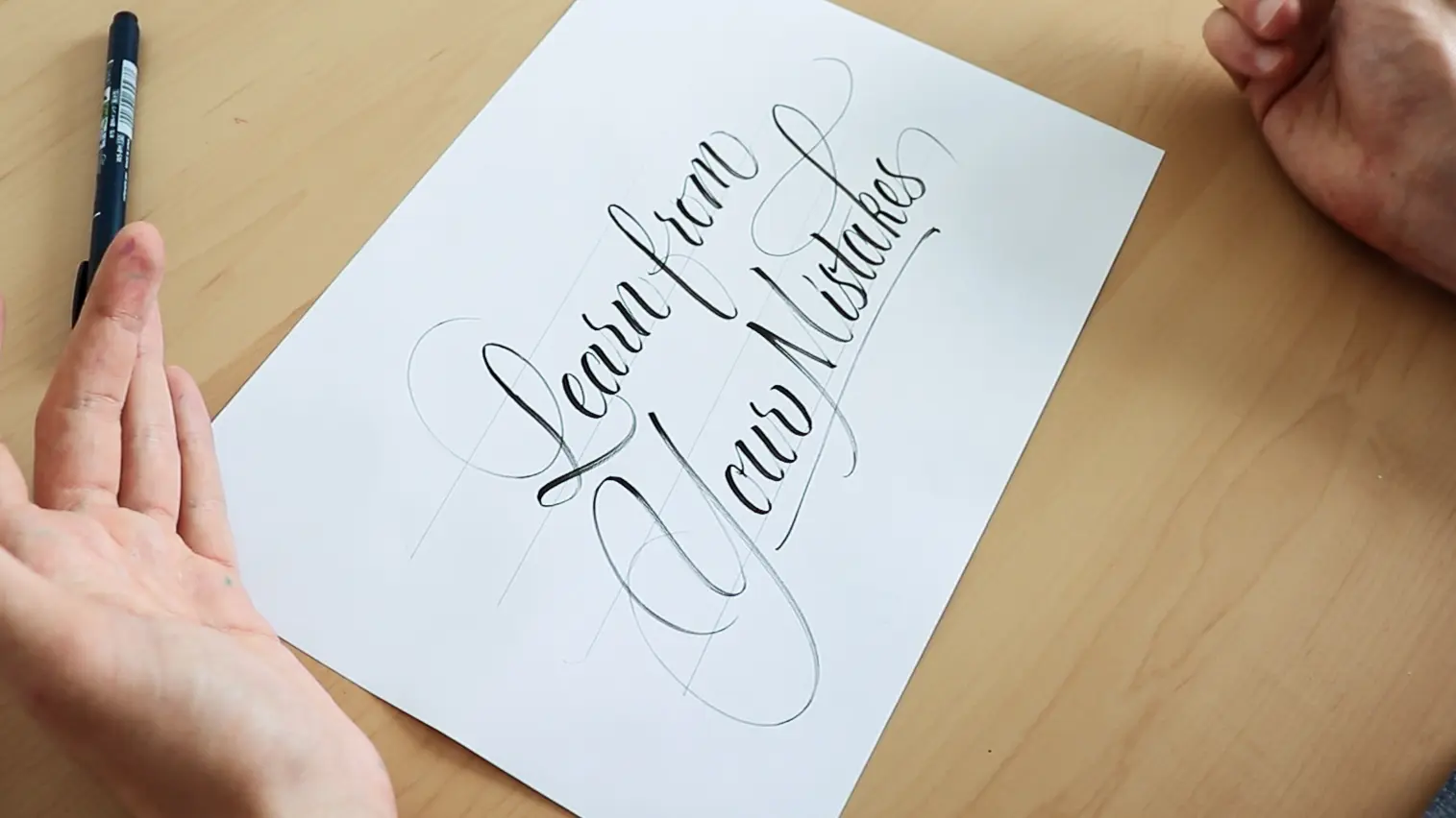 Brush lettering without prior sketching