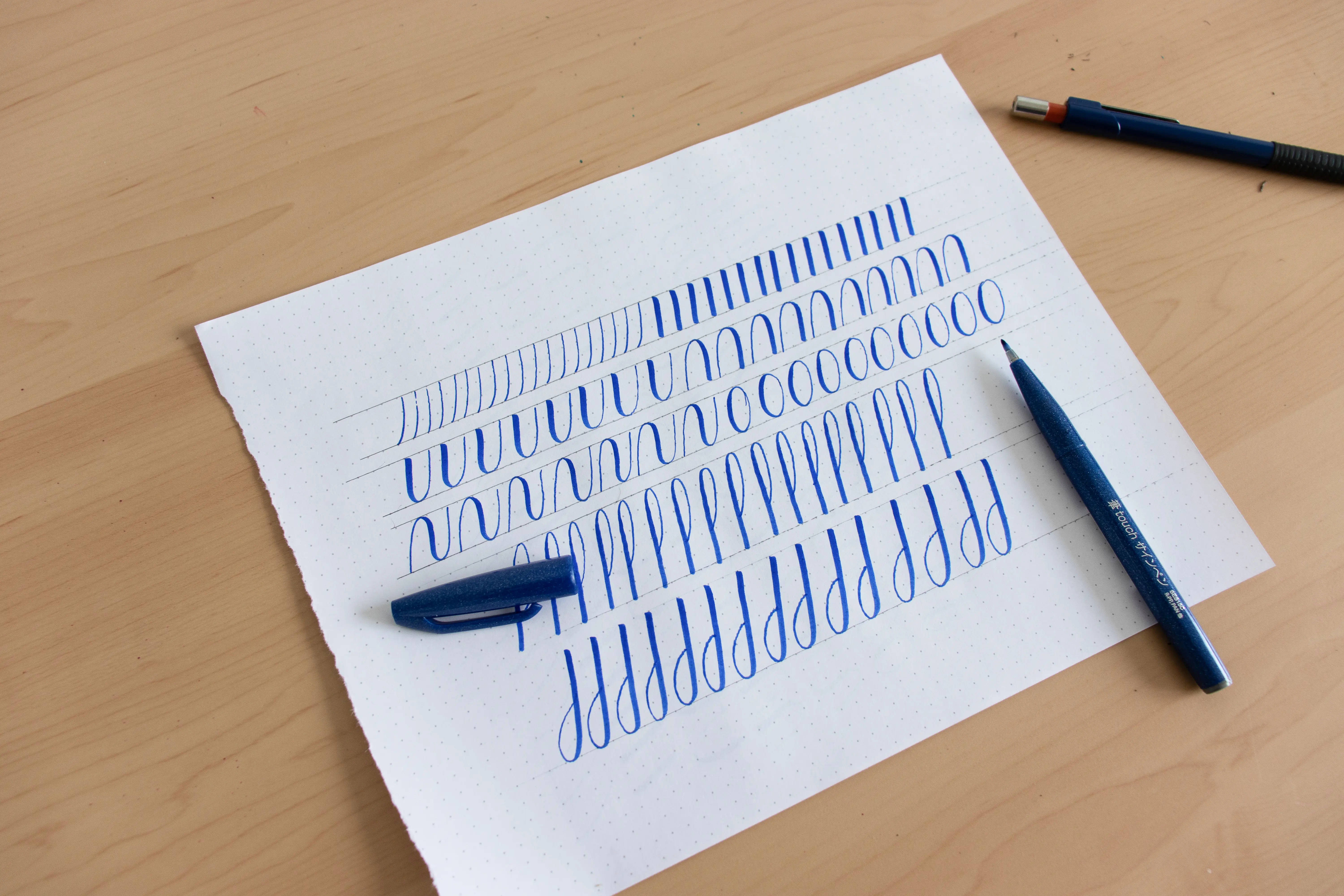 Basic calligraphy stroke drills sheet