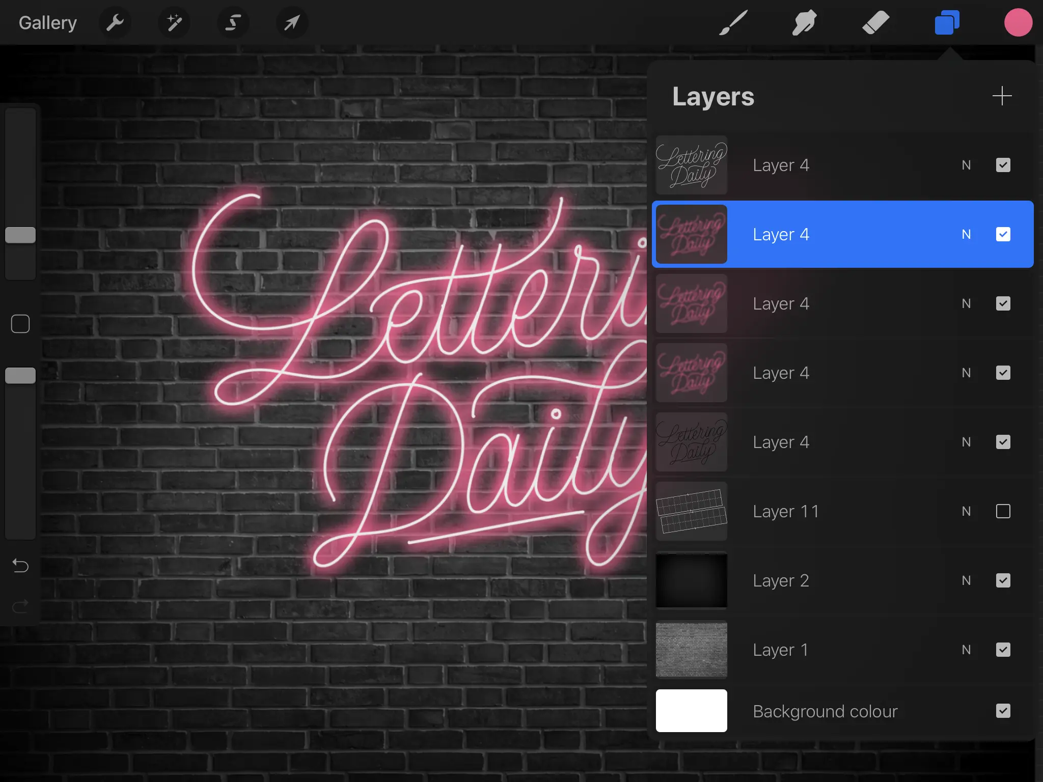 How To Create Neon Lettering In Procreate - Lettering Daily