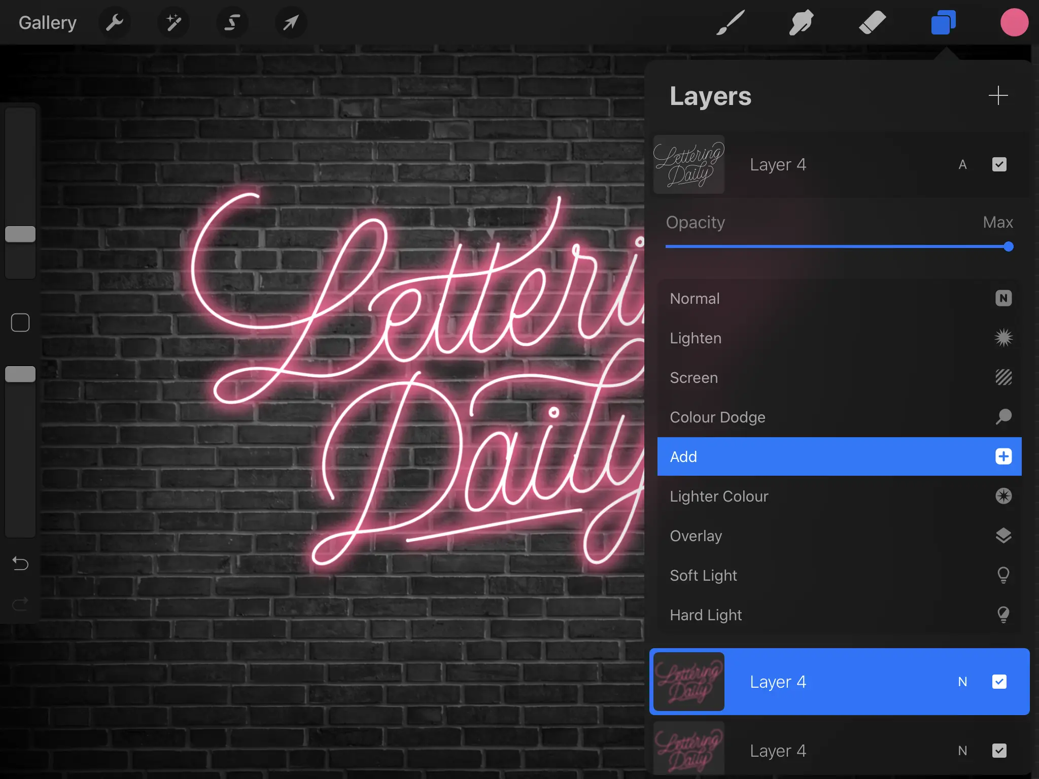 How To Create Neon Lettering In Procreate - Lettering Daily