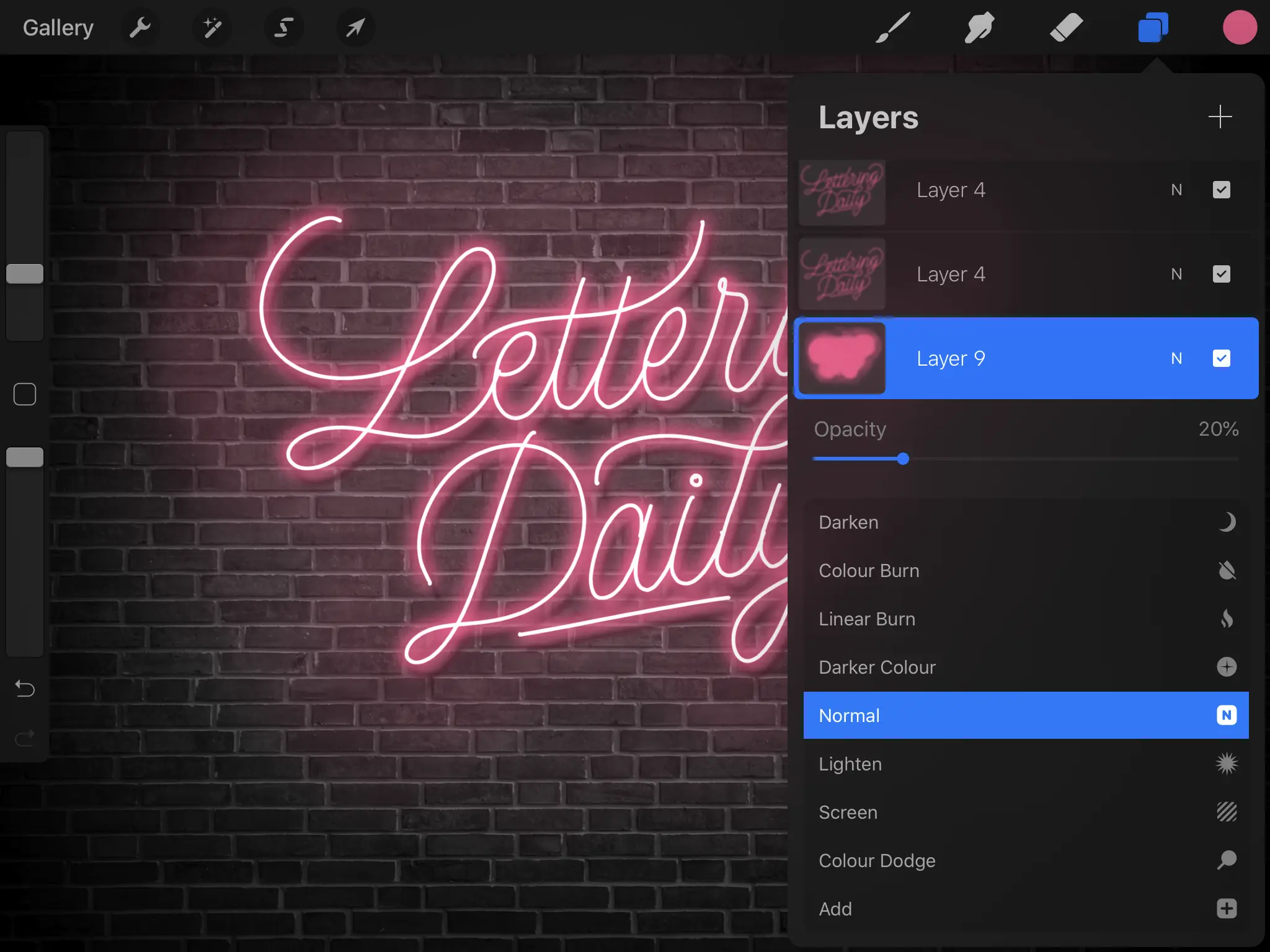 How To Create Neon Lettering In Procreate - Lettering Daily