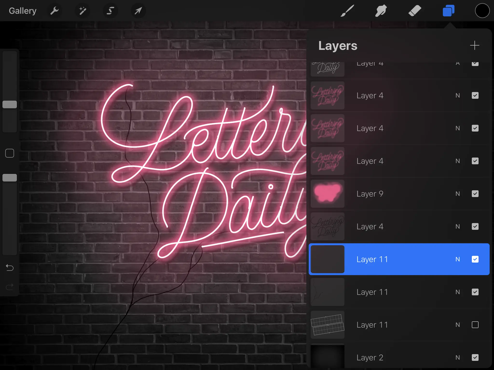 How To Create Neon Lettering In Procreate - Lettering Daily