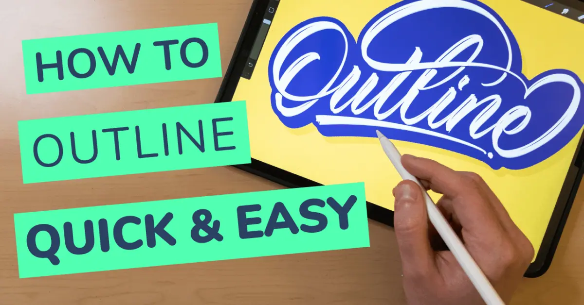 How to outline your lettering in Procreate quick and easy thumbnail for youtube + cover photo - Lettering Daily-01-01