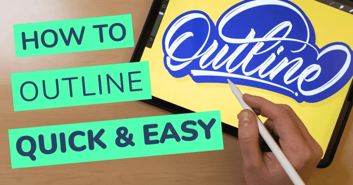 How to outline your lettering in Procreate quick and easy thumbnail for youtube + cover photo - Lettering Daily-01-01