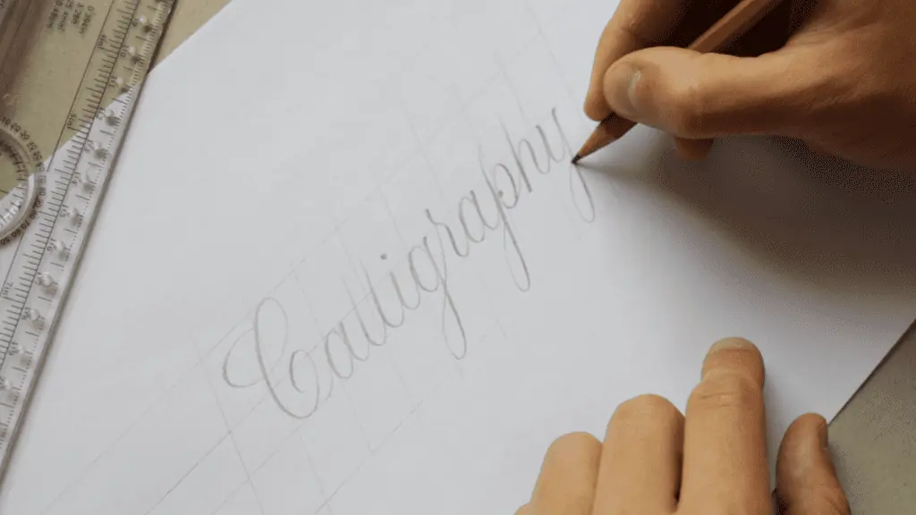 Pencil calligraphy sample image. 