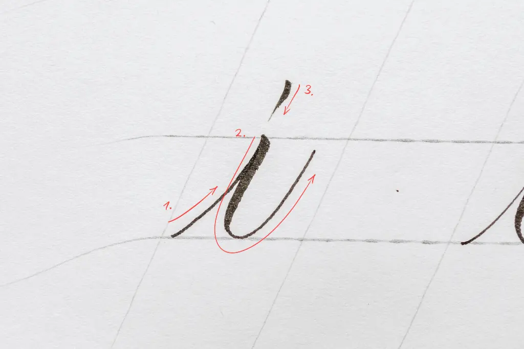 The letter i in calligraphy.