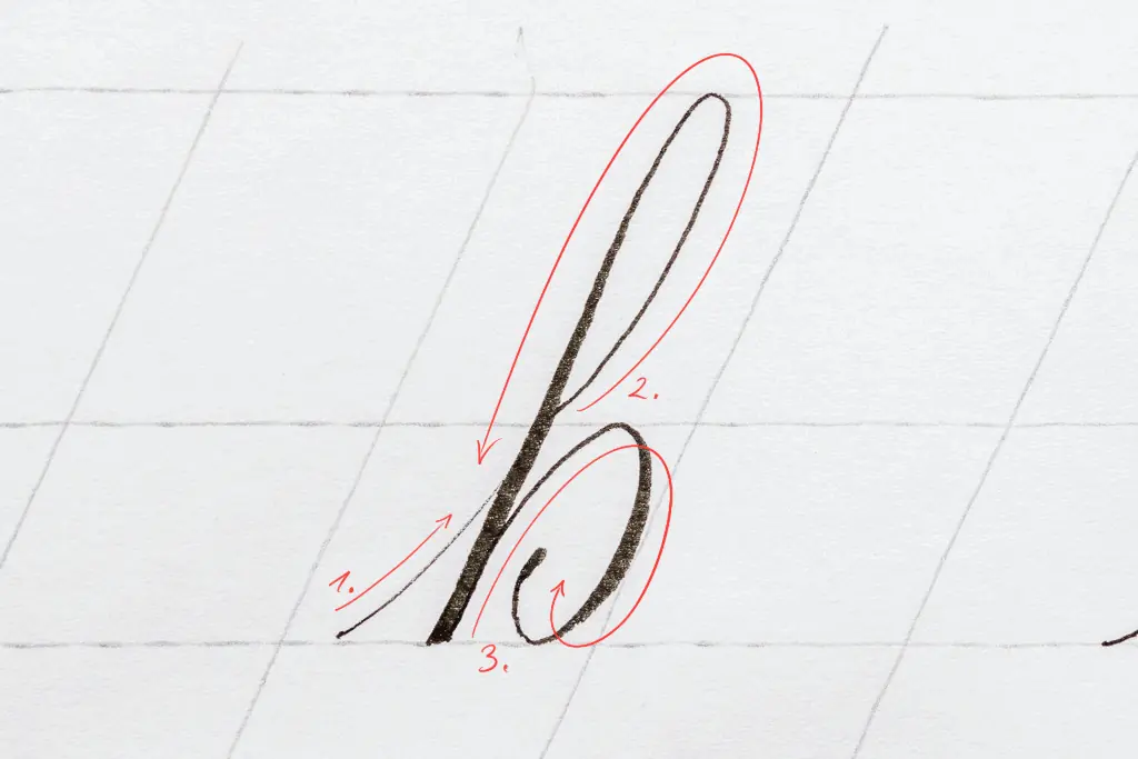 The letter b in calligraphy. 