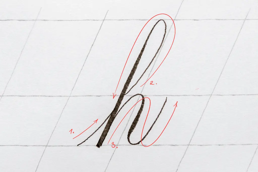 The letter h in calligraphy