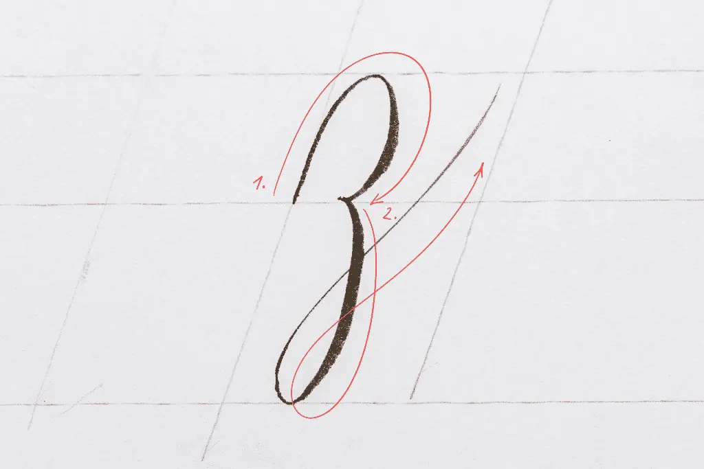 The letter z in calligraphy. 