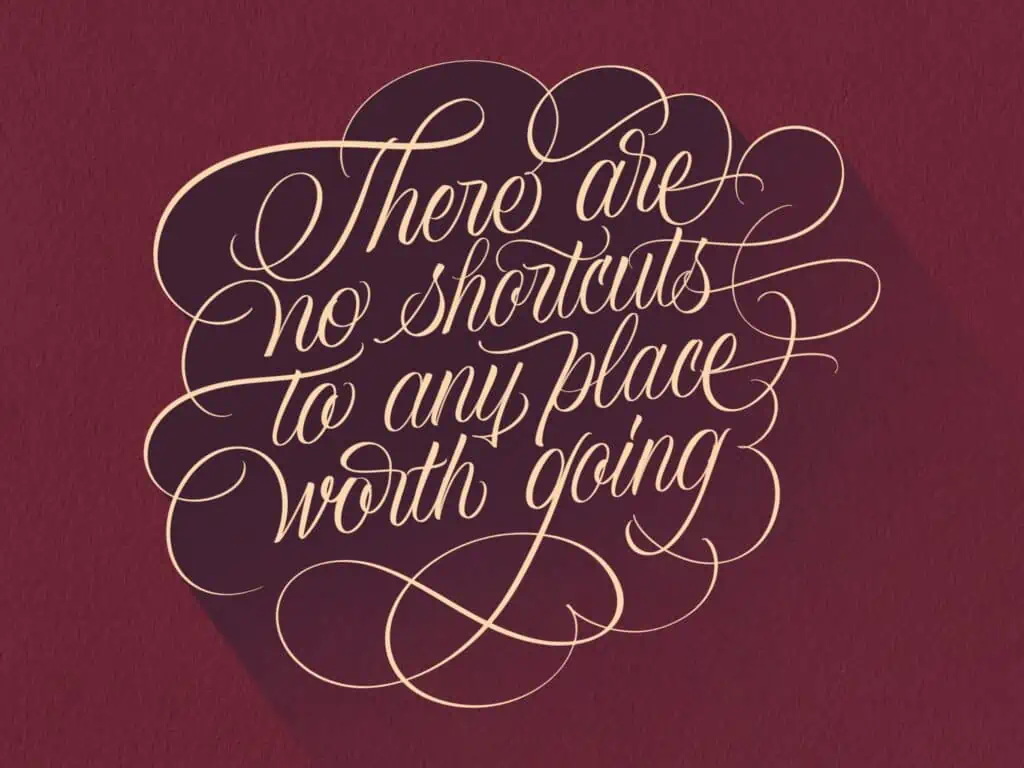 Brush calligraphy quote written in Procreate. 