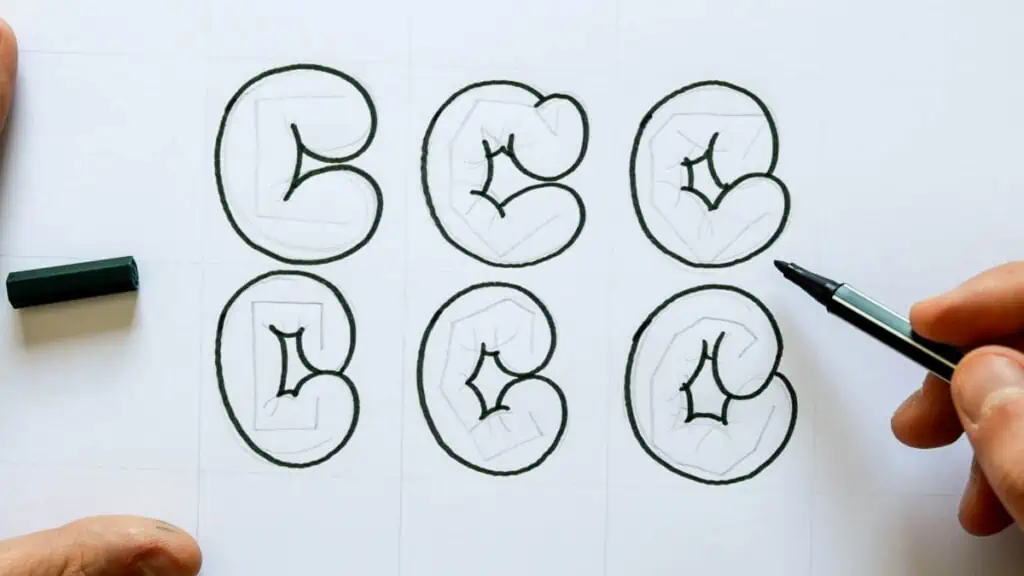 bubble letter c variations