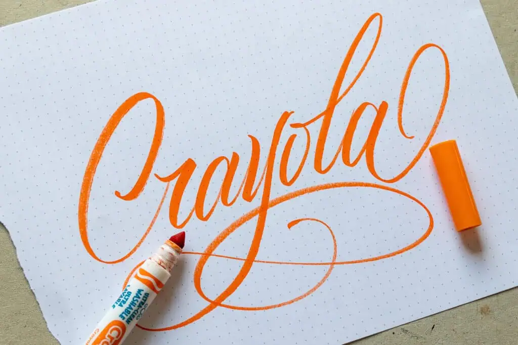 Crayola calligraphy with orange marker. 